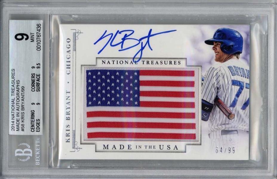 Kris Bryant Signed 2014 National Treasures Made in the U.S.A. Autographs - BGS 9 w/ 10 Auto!