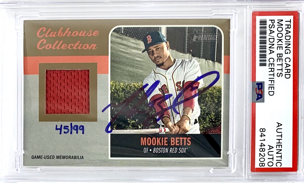 Mookie Betts Signed 2019 Topps Clubhouse Collection Limited Edition Relic Card #CCR-MB (PSA/DNA)