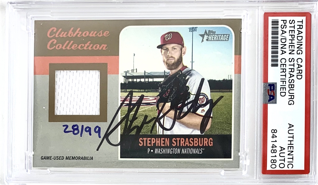 Stephen Strasburg Signed 2019 Topps Heritage Limited Edition Clubhouse Collection GU Relic Card (PSA/DNA Encapsulated)