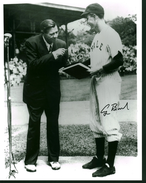 President George H.W. Bush Signed 11" x 14" Photograph w/ Babe Ruth! (Beckett/BAS Guaranteed)
