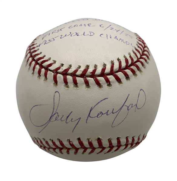 Sandy Koufax Signed & Inscribed 1955 Stat Limited Edition /55 OML Baseball (Beckett/BAS Guaranteed)