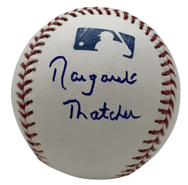 Margaret Thatcher Signed OML (Selig) Baseball (JSA)