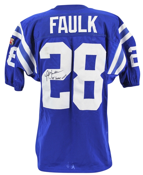 Marshall Faulk 1995 Game Used & Signed Indianapolis Colts Jersey (Beckett/BAS & MEARS Graded 7.5)