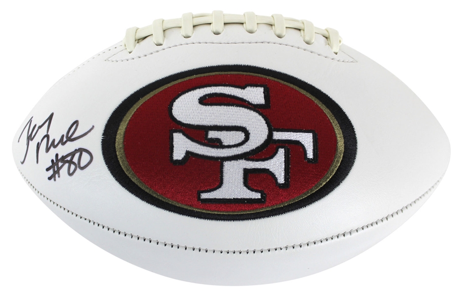 Jerry Rice Signed 49ers Logo White Panel Football (Beckett/BAS)