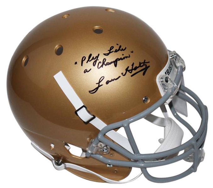 Lou Holtz Signed Notre Dame Helmet w/ "Play Like a Champion" Insc. (PSA/DNA)