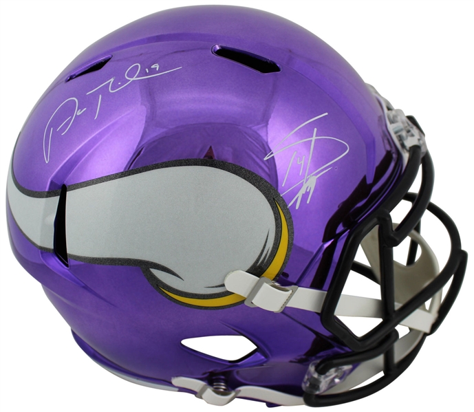 Adam Thielen & Stefon Diggs Dual-Signed Chrome-Style Full Sized Minnesota Vikings Helmet (Beckett/BAS)
