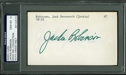 Jackie Robinson Signed 3" x 5" Index Card - PSA/DNA Graded GEM MINT 10!