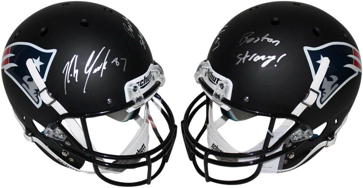 Rob Gronkowski Signed "Boston Strong!" Full-Sized Black Matte Patriots Helmet (PSA/DNA)