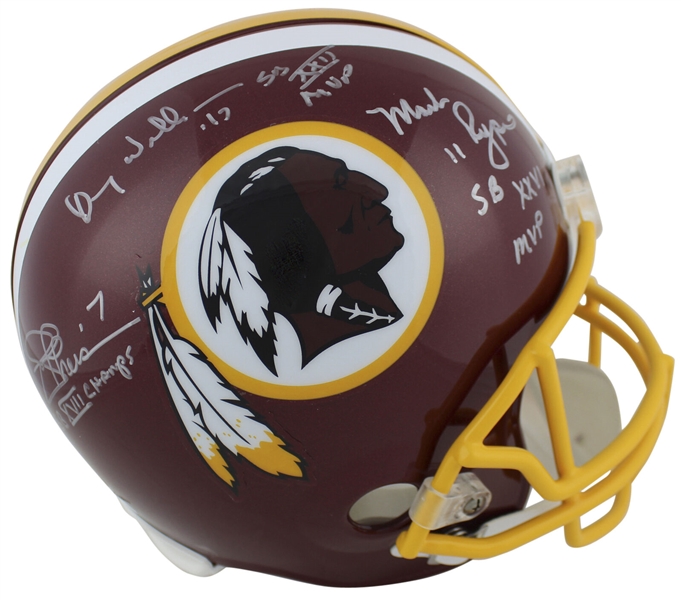 Redskins Super Bowl Quarterbacks Multi-Signed Helmet w/ Theismann, Williams & Rypien (Beckett/BAS)