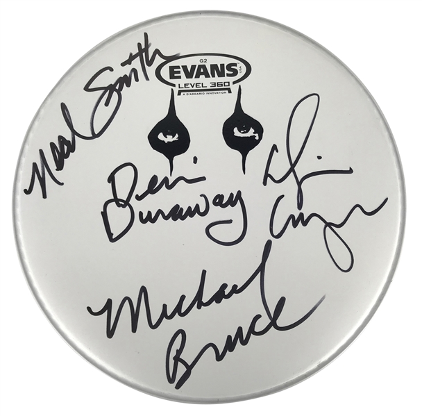 Alice Cooper Group Signed 10" EvansDrumhead (Beckett/BAS Guaranteed)