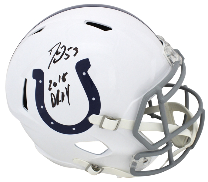 Darius Leonard Signed & Inscribed Full-Sized Speed-Style Indianapolis Colts Helmet (JSA)