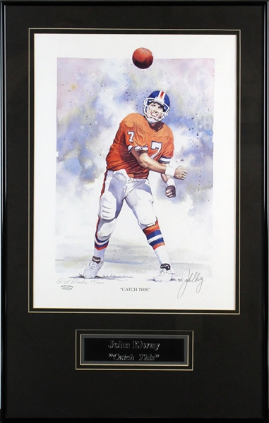 John Elway Signed & Framed "Catch This" Lithograph (Beckett/BAS)