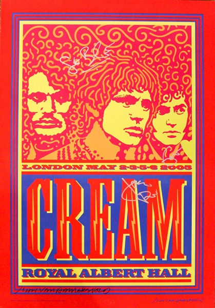 Cream Group Signed 2005 Royal Albert Hall London Poster w/ Clapton, Baker & Bruce! (REAL/Epperson)