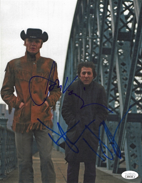 Midnight Cowboy: Jon Voight & Dustin Hoffman Signed 8.5" x 11" Color Paperstock Photo (JSA)