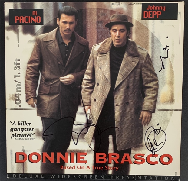 Donnie Brasco: Al Pacino & Johnny Depp Signed Laserdisc Cover (Beckett/BAS LOA)