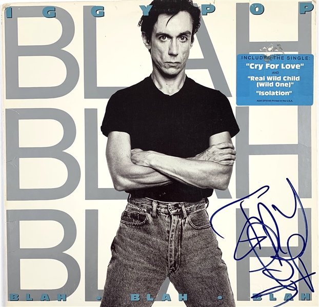 Iggy Pop Signed Record Album Cover - "Blah Blah Blah" (Beckett/BAS Guaranteed)