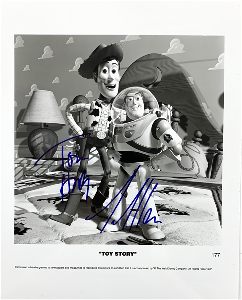 Toy Story: Tom Hanks & Tim Allen Dual Signed 8" x 10" B&W Publicity Photo (JSA)