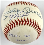 Mickey Mantle & Mike Trout Dual Signed OAL Baseball with Unique "Mick + The Meteor" Inscription (Beckett/BAS LOA & MLB Auth)
