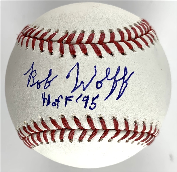 Bob Wolff Single Signed OML Baseball with "HOF 95" Inscription (JSA)