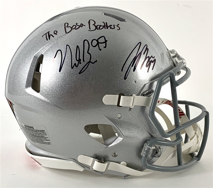The Bosa Bros: Nick Bosa & Joey Bosa Dual Signed OSU Authentic Game Style Helmet (Beckett/BAS)