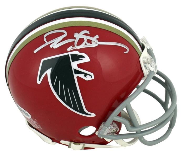 Deion Sanders Signed Riddell Atlanta Falcons Red Throwback Model Mini Helmet (Beckett/BAS)