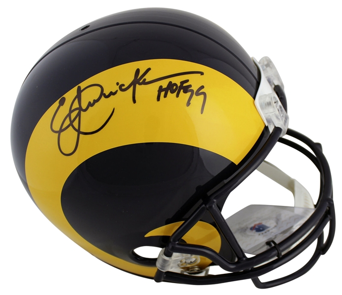 Eric Dickerson Signed Riddell LA Rams Full Size Replica Model Helmet with "HOF 99" Inscription (Beckett/BAS)