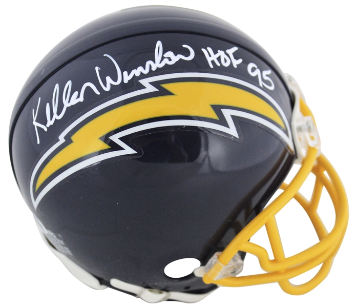 Kellen Winslow Signed Riddell San Diego Chargers Throwback Model Mini Helmet with "HOF 95" Inscription (Beckett/BAS)