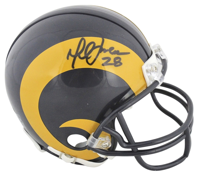Marshall Faulk Signed St. Louis Rams Mini Helmet (Beckett/BAS)