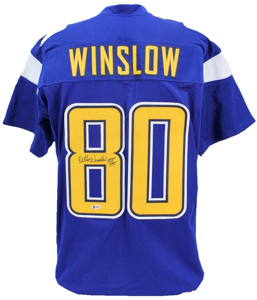 Kellen Winslow Signed San Diego Chargers Throwback Style Jersey with "HOF 95" Inscription (Beckett/BAS)