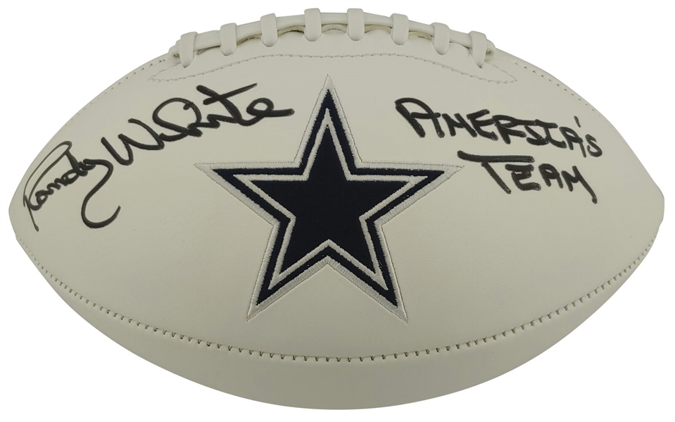 Randy White Signed Dallas Cowboys White Panel Logo Model Footbal w/"Americas Team" Inscription (Beckett/BAS)
