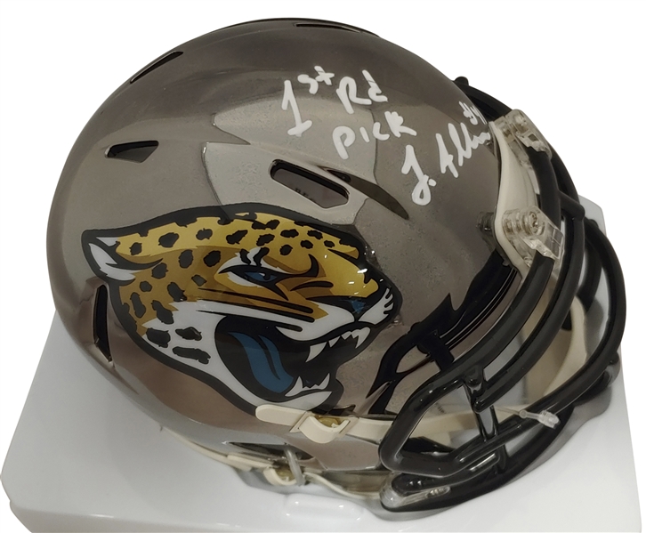 Josh Allen Signed Jacksonville Jaguars Speed Chrome Mini Helmet with "1st Rd Pick" Inscription (Beckett/BAS)