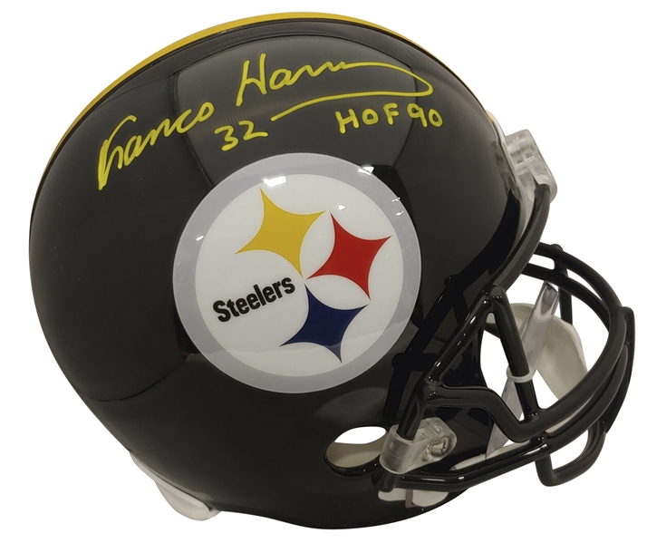 Franco Harris Signed Pittsburgh Steelers Full Size Replica Model Helmet with "HOF 90" Insc. (Beckett/BAS)