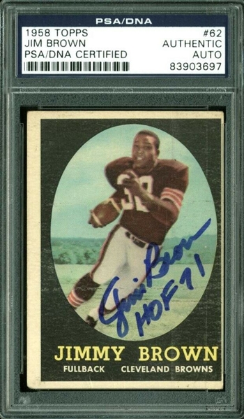 1958 Topps Jim Brown Signed Rookie Card (PSA/DNA Encapsulated)