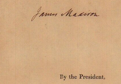 James Madison Near-Mint Signed 4"x 6" Presidential Document Clipping (Beckett/BAS Guaranteed)