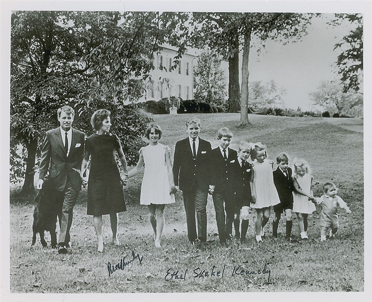 Robert & Ethel Kennedy ULTRA-RARE Dual Signed 8" x 10" Family Photograph (Beckett/BAS)