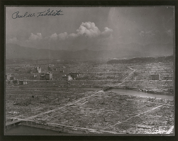 WWII: Paul W. Tibbets Signed 8" x 10" Seldom Seen Destroyed Hiroshima Photograph (Beckett/BAS Guaranteed)