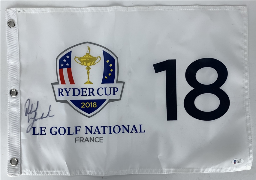 Phil Mickelson Signed 2018 Ryder Cup Golf Flag (Beckett/BAS)
