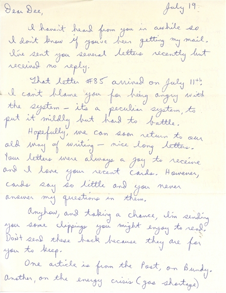 Son of Sam: David Berkowitz Rare Handwritten & Signed Letter w/ Bundy Content! (JSA)
