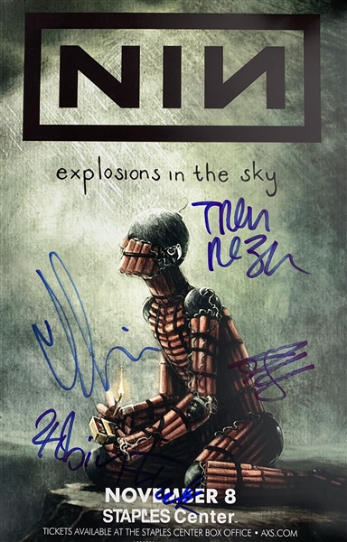 Nine Inch Nails Group Signed 11" x 17" Poster w/ 4 Signatures! (Beckett/BAS)