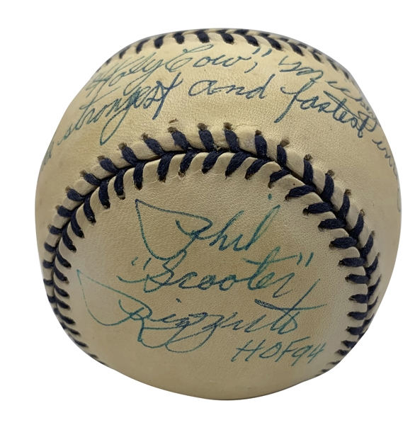 Phil Rizzuto Rare Signed & Inscribed Mickey Mantle Themed OAL Baseball (Beckett/BAS)