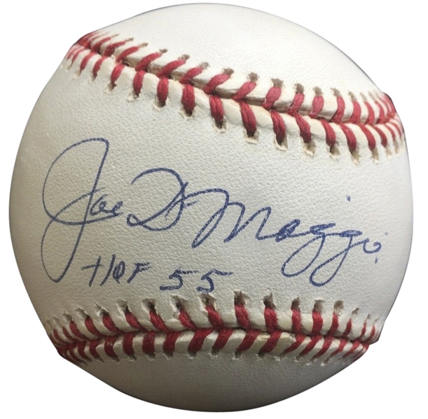 Joe DiMaggio Signed & Inscribed "HOF 55" OAL Baseball (PSA/DNA)