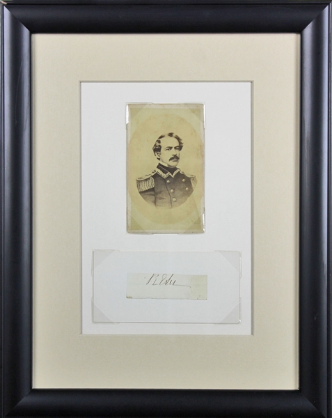 Robert E. Lee Signed 1" x 2.5" Cut in Framed Display (BAS/Beckett)