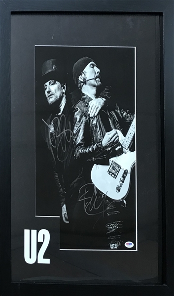 U2: Bono & Edge Dual Signed & Framed B&W On-Stage Photo (PSA/DNA)