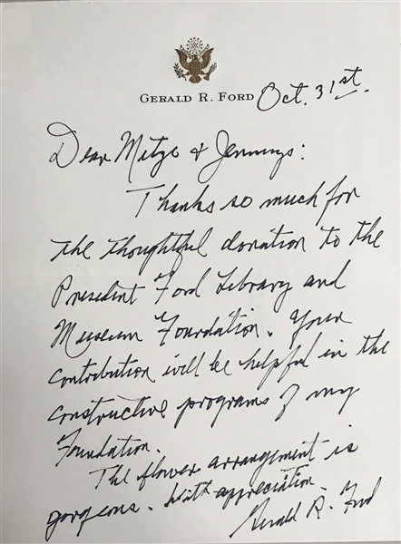 Gerald R. Ford RARE Handwritten and Signed Letter on Personal Letterhead (Beckett/BAS)