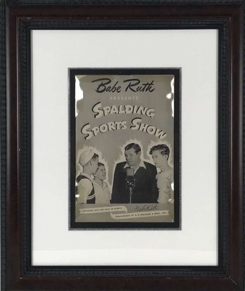 Babe Ruth Signed "Spalding Sports Show" Radio Program in Framed Display (PSA/DNA)