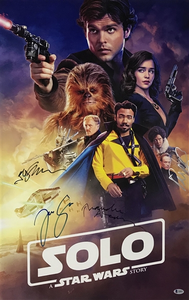 Star Wars Solo Multi-Signed 20" x 30" Mock Poster w/ 4 Signatures! (Beckett/BAS)