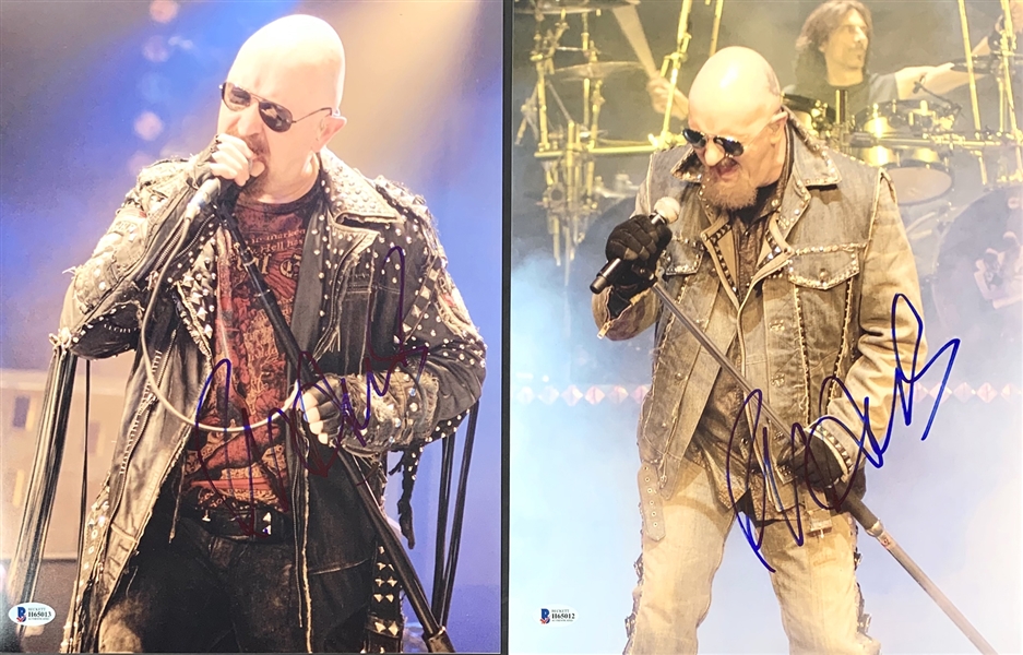 Judas Priest: Rob Halford Lot of Two (2) Signed 11" x 14" Color Photos (Beckett/BAS)