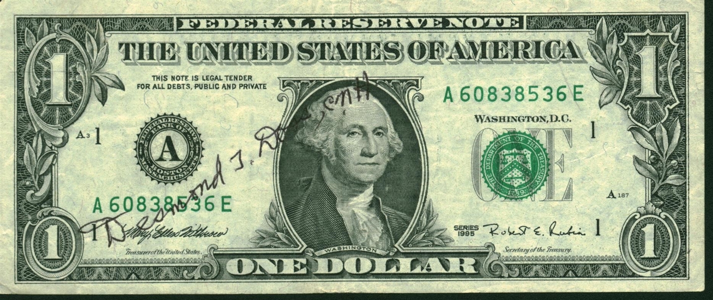 Desmond T. Doss Signed Dollar Bill (Beckett/BAS Guaranteed)