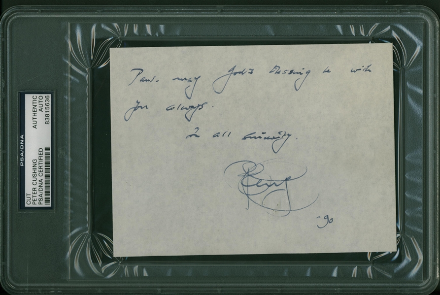 Peter Cushing Signed & Handwritten 4.5" x 6" Letter (PSA/DNA Encapsulated)