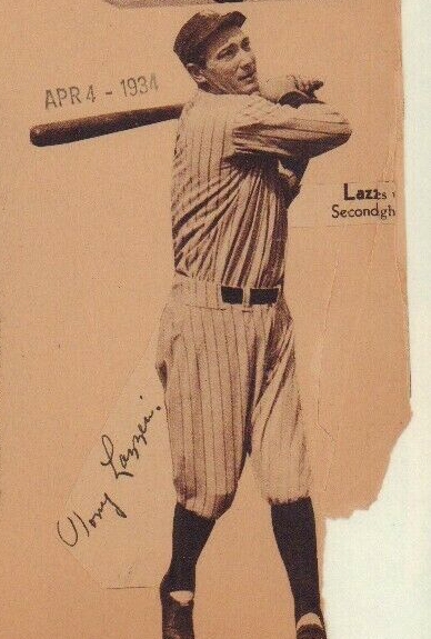 Tony Lazzeri Rare c.1934 Signed 3.5" x 6.5" Yankees Newspaper Photograph (JSA)